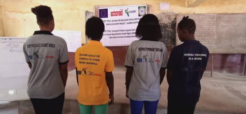 Displaying of messages by of members of the Violence against Girls Club