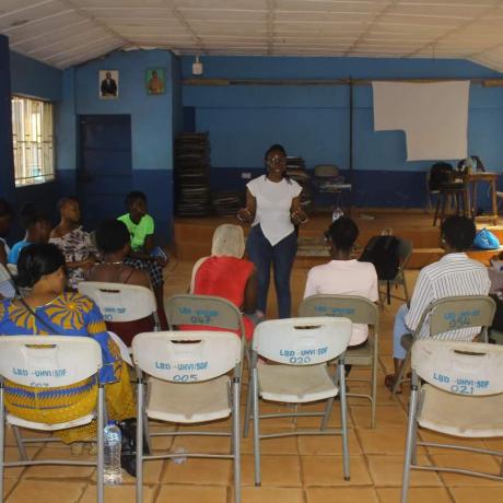 Girl Reseachers and Research Consultant during a training session